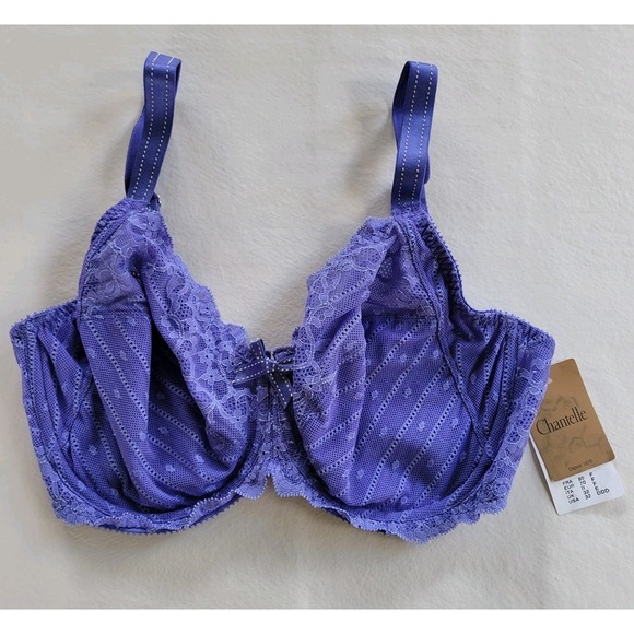 Chantelle Women's Lace Bra 32DDD 32E Purple Underwire Full Coverage NEW - Picture 1 of 3